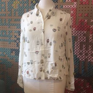 NWT Zara Owl Print Buttondown